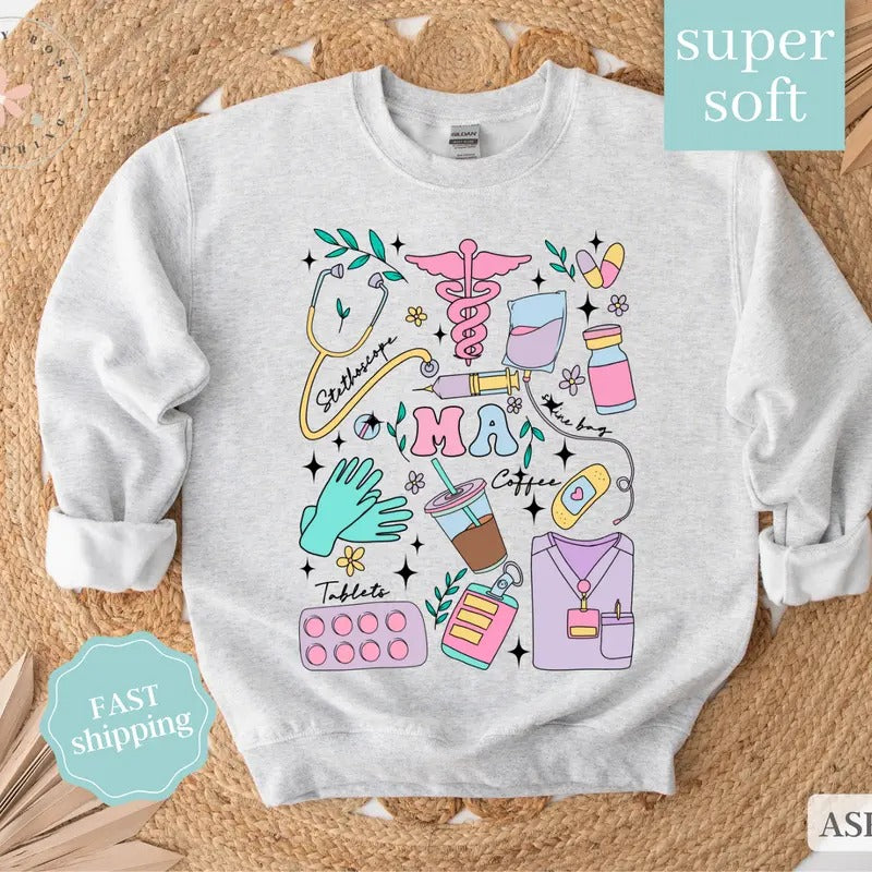 Medical Assistant Sweatshirt, MA Crewneck, Gift for Medical Assistant T-Shirts, Hoodie | WearSparks.com