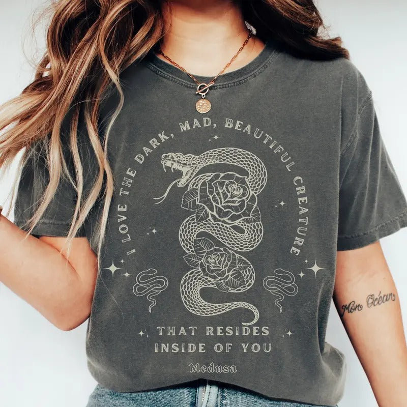 Medusa Shirt Greek Mythology Medusa Gothic Clothing Greek Goddess Goth Clothing Greek Mythology Shirt Dark Academia Clothing Snake Shirt