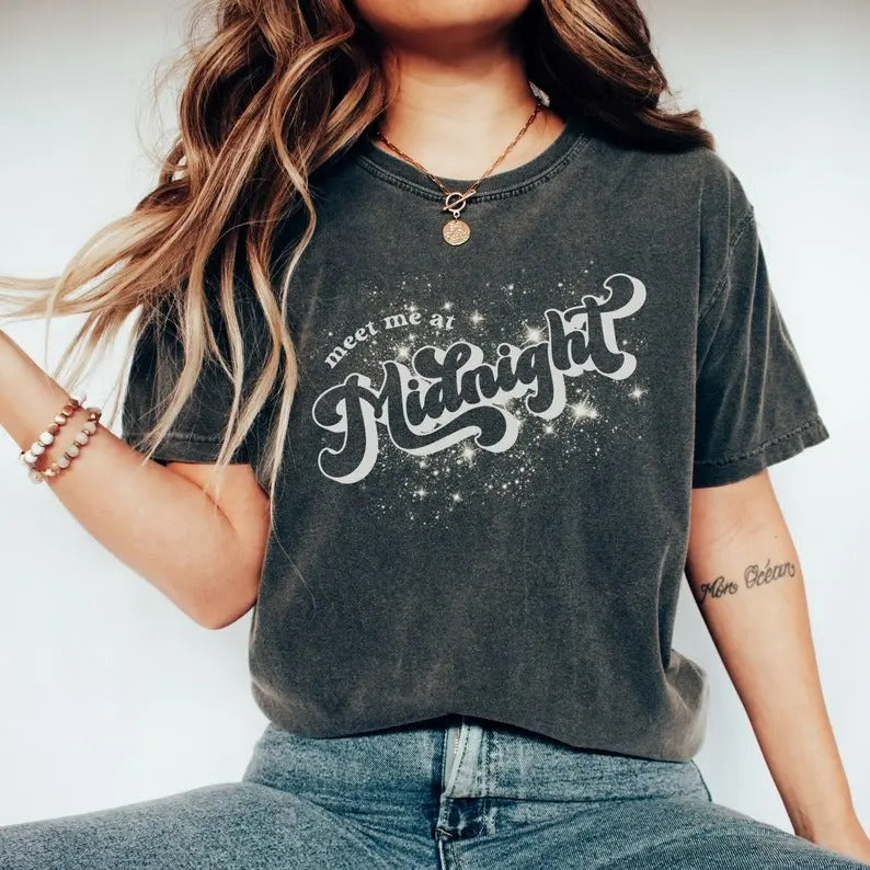 Meet Me At Midnight T-Shirt, Eras Shirts, Eras Gifts, Retro, Trendy, Groovy, Oversized T-shirt Cotton Crewneck...