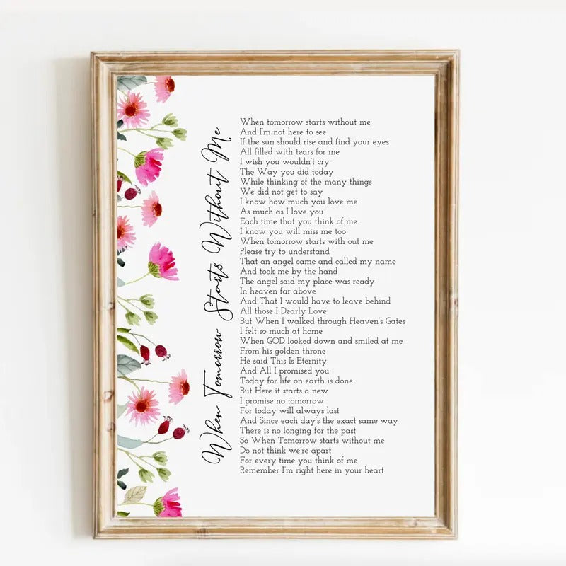 Memorial Gifts Ideas, Memorial Poster Prints, When Tomorrow Starts Without Me Poem, Grief Quote, A Letter From Heaven,...