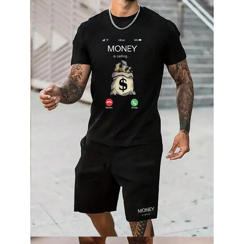 Men Summer Casual Letter Print Short Sleeve T-Shirt Made in USA