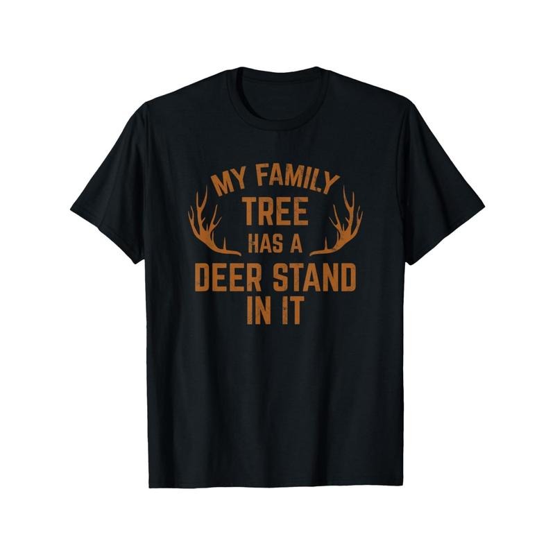 Men's 'My Family Tree Has A Deer Stand In It' Hunting T-Shirt - Cotton, Short Sleeve, Crew Neck | Casual & Stylish for Casual Attire Made in USA