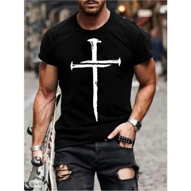 Men's 3D Graphic Red Summer Short Sleeve Comfortable Vacation Tee ShirtMade in USA