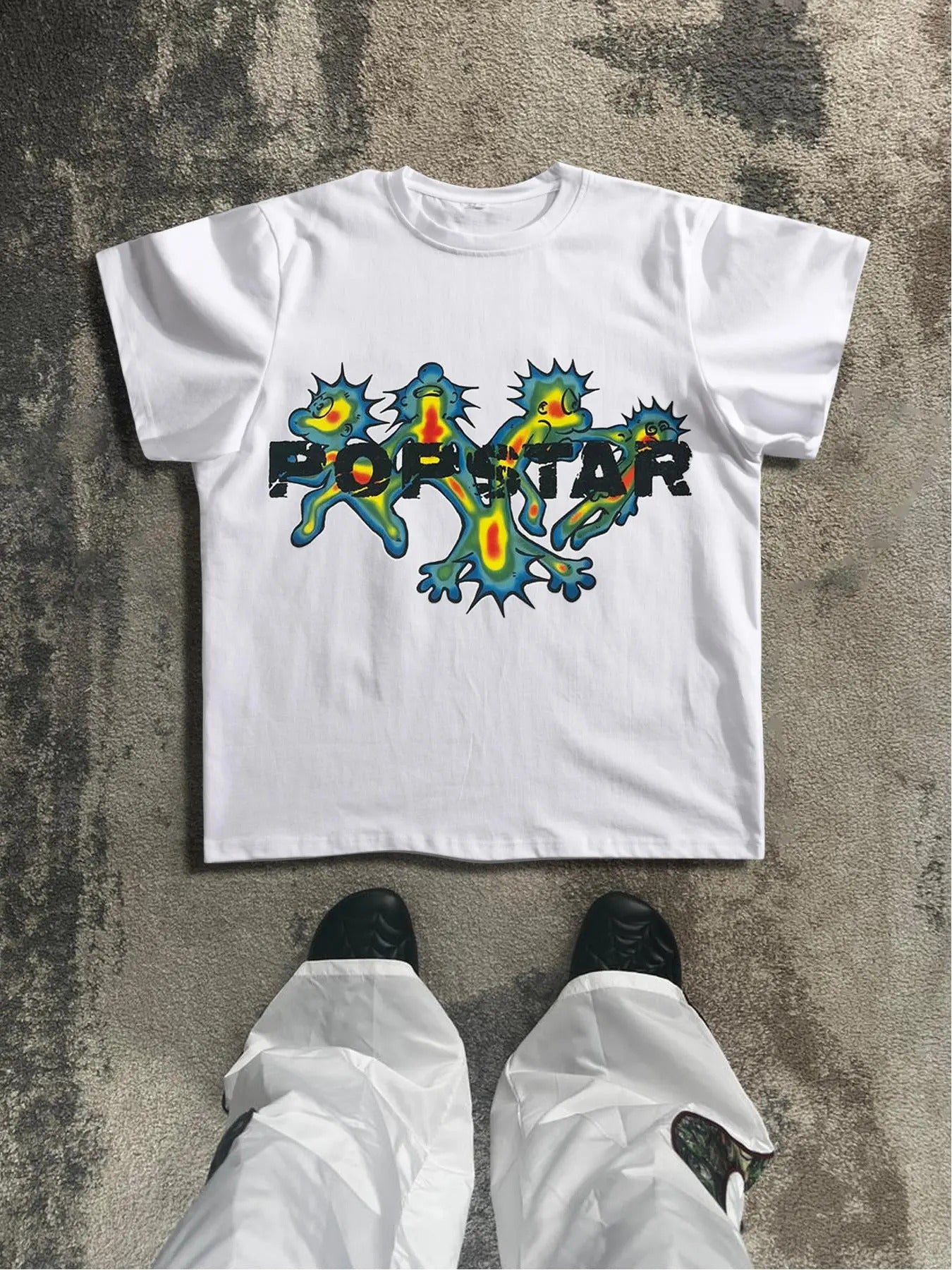 Men's Cartoon Dragon & Letter Print Round Neck Tee, Street Casual Regular Fit Short Sleeve T-shirt for Daily Wear, Men's Top for All Seasons