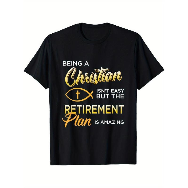 Men's Christian Gospel and Bible Phrase Printed T-shirt, Comfortable Breathable, Casual Short Sleeve, Daily Wear, All Season Made in USA