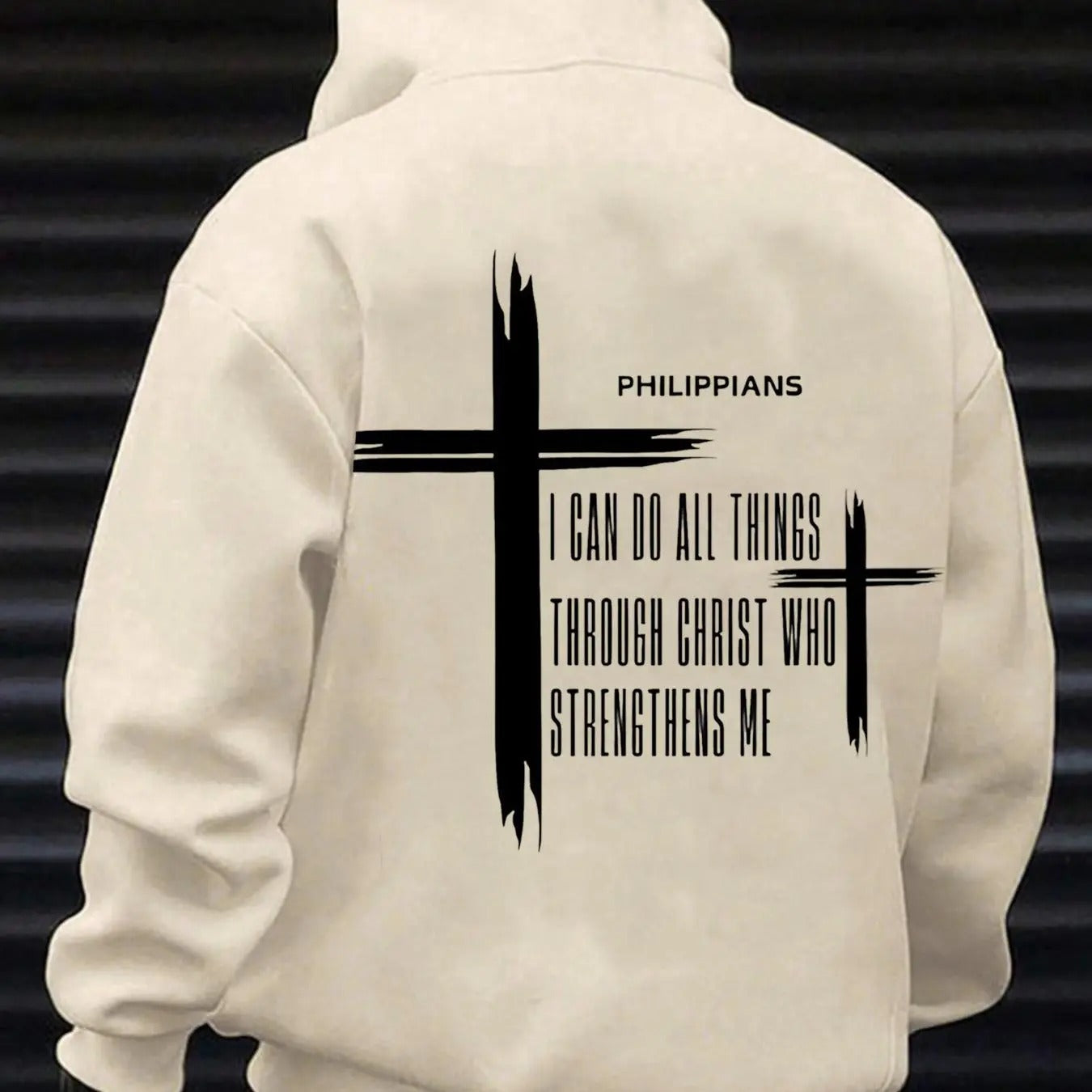 Men's Letter & Cross Print Drop Shoulder Hoodie, Fashion Casual Regular Fit Drawstring Pocket Hooded Sweatshirt for Daily Holiday Outdoor Wear, Men Clothes for Fall & Winter