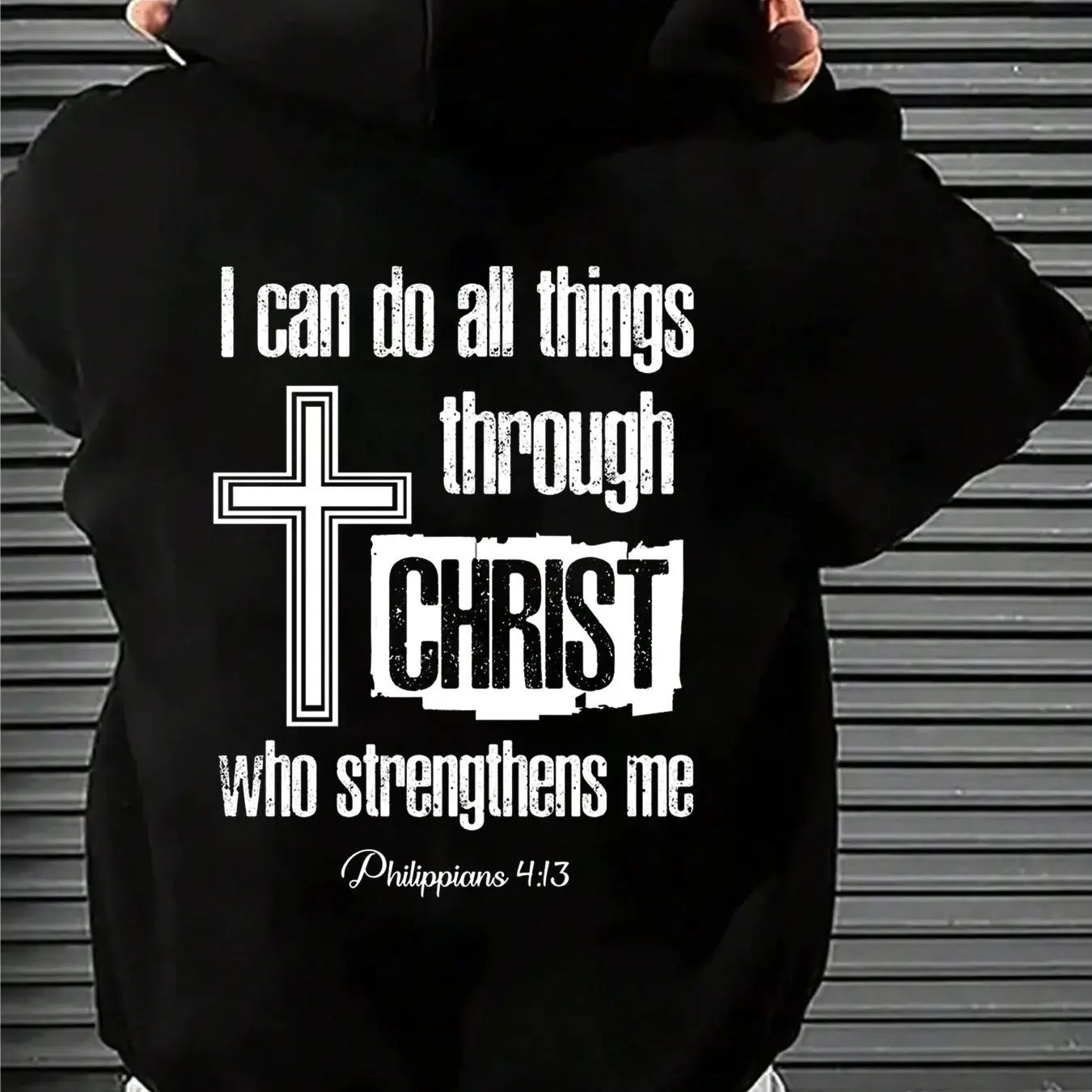 Men's Letter & Cross Print Drop Shoulder Thermal Lined Hoodie, Fashion Casual Regular Fit Drawstring Pocket Hooded Sweatshirt for Daily Holiday Outdoor Wear, Men Clothes for Fall & Winter