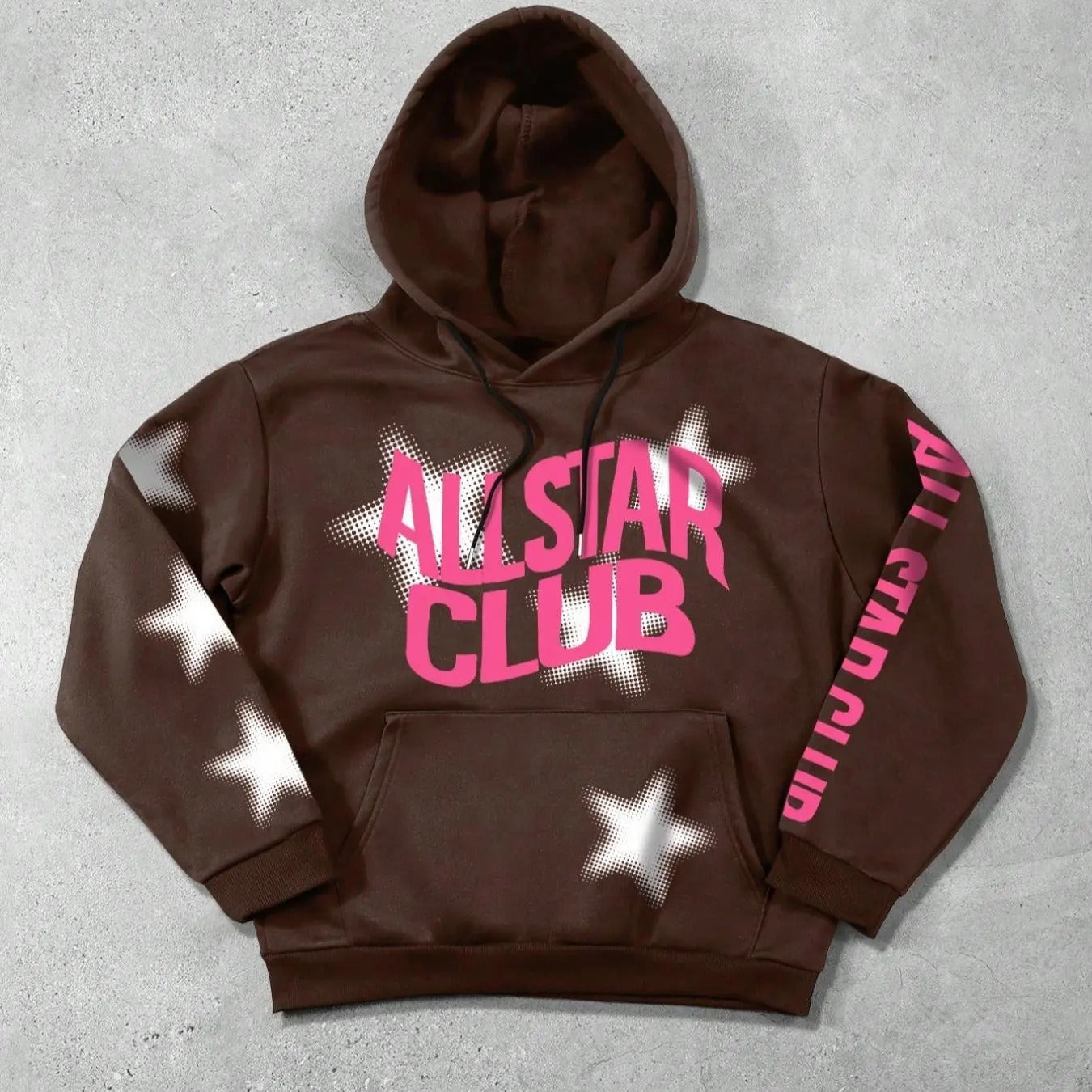 Men's Letter & Star Print Drawstring Pocket Hoodie, Casual Regular Fit Long Sleeve Hooded Sweatshirt for Fall & Winter, Men's Top for Daily Wear