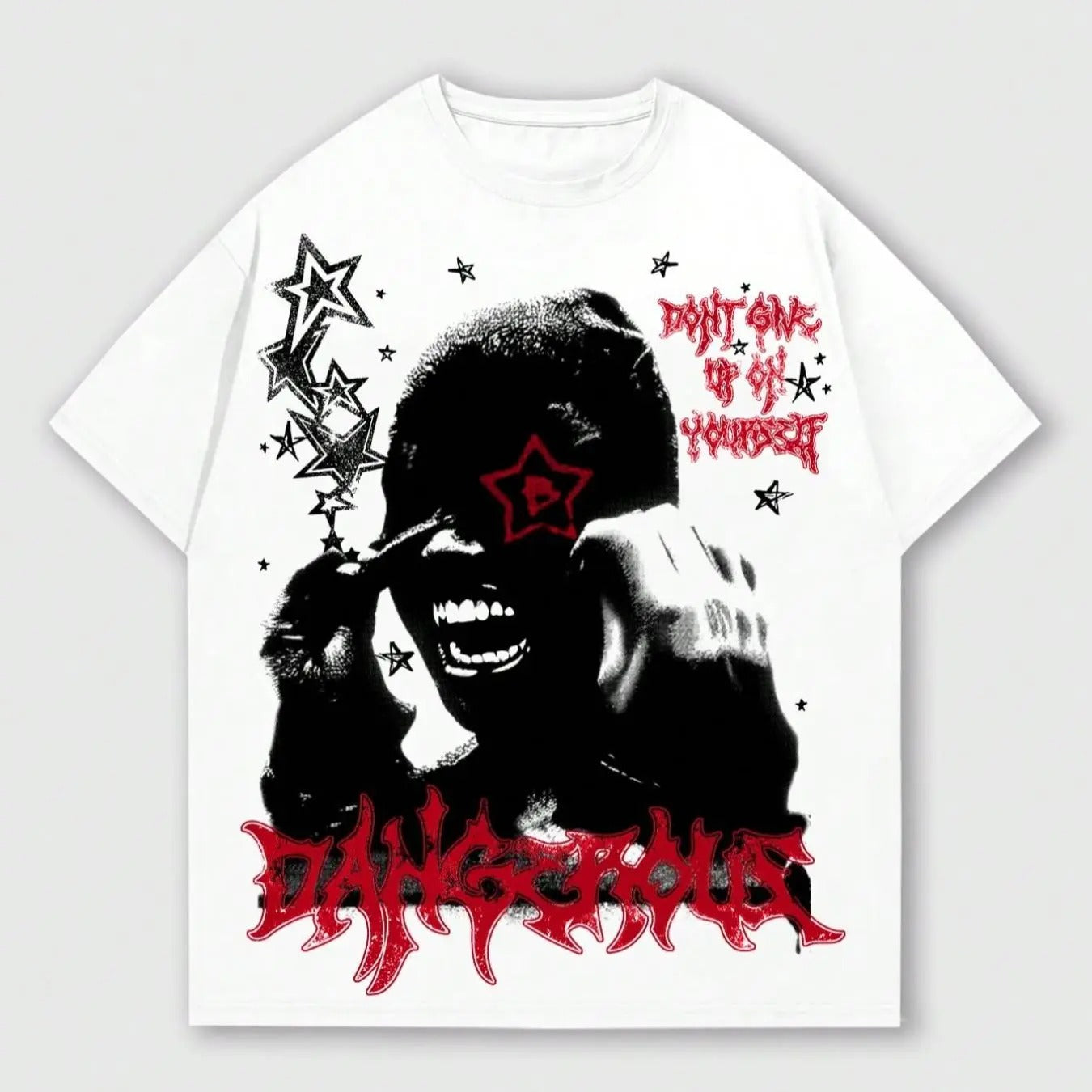 Men's Letter & Star Print Round Neck Tee, Regular Fit Street Fashion Casual Short Sleeve T-shirt for Summer, Men's Top for Daily Wear