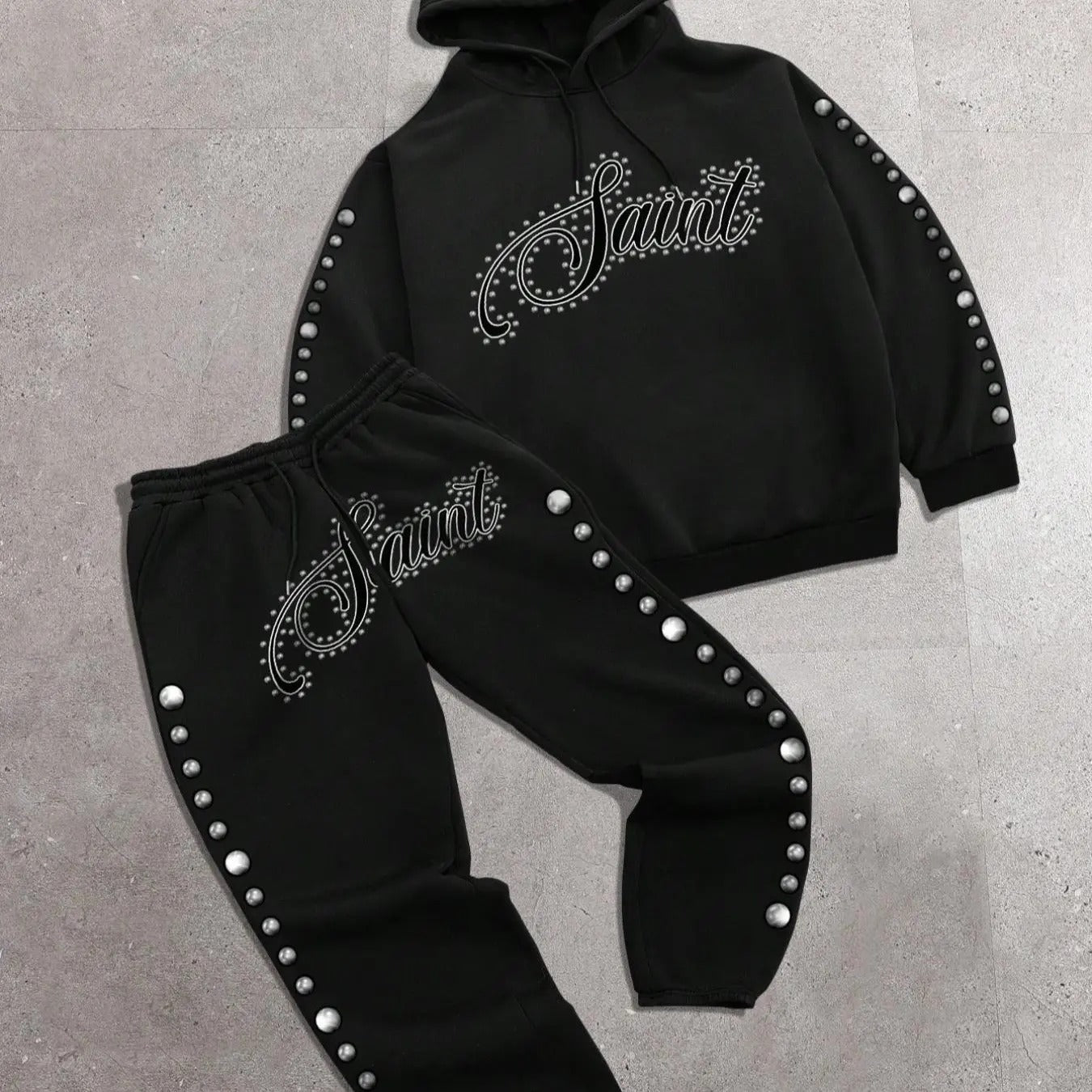 Men's Letter Print Drawstring Hoodie & Pocket Drawstring Waist Sweatpants Two-piece Set, Regular Fit Casual Fashion Cozy Breathable Two Piece Outfits for Daily Outdoor Wear, Men Clothes for Fall & Winter