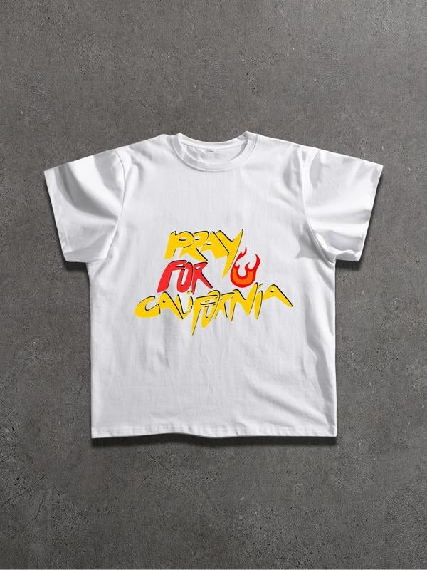 Men's Letter Print Round Neck Tee, Regular Fit Casual Short Sleeve Crew Neck T-shirt for Summer, Fashion Men's Top for Daily Wearstyle{n002}3