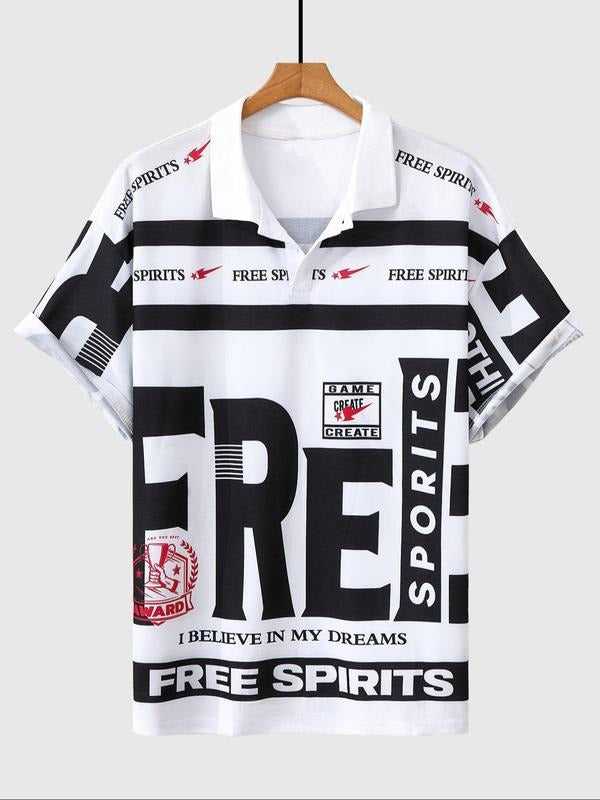 Men's Letter Print Short Sleeve Graphic Tee, Regular Fit Casual Street Round Neck T-shirt for Summer, Men's Top for Daily Wear