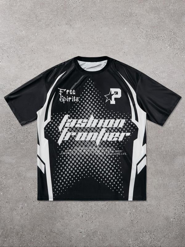 Men's Letter Print Short Sleeve Tee, Casual Street Round Neck T-Shirt for Summer, Fashion Men's Top for Daily Wear