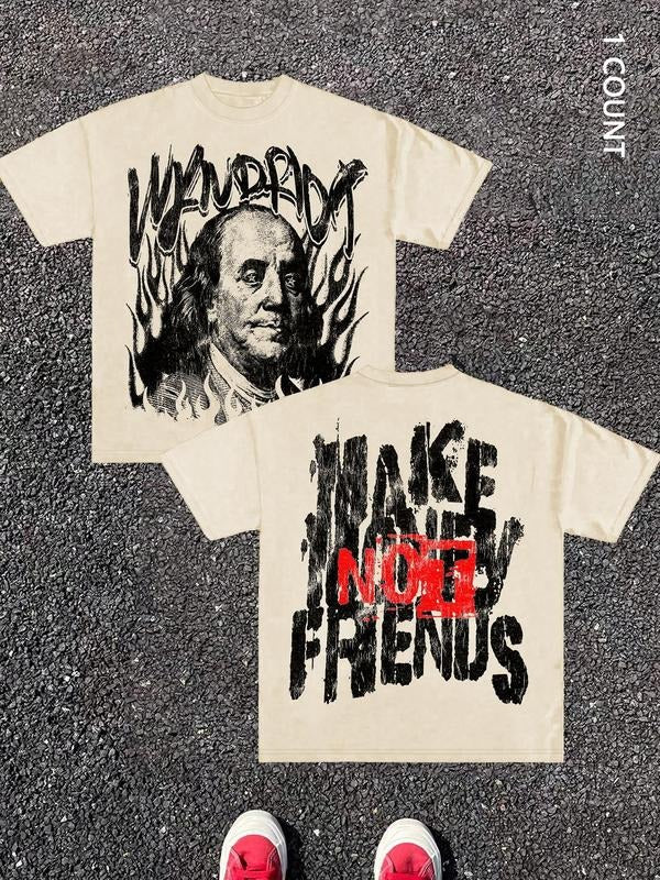 Men's Make America Not Friends Again Graphic Tee, Regular Fit Casual Comfy Short Sleeve T-shirt for Summer, Men's Top for Daily Wear, Tropical
