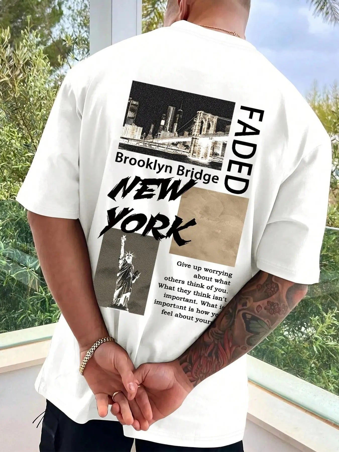 Men's New York City Print Round Neck Graphic Tee, Regular Fit Casual Fashion Short Sleeve T-shirt for Daily Wear, Men's Top for All Seasons