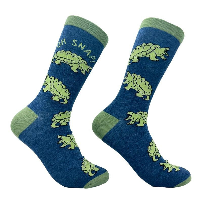 Men's Oh Snap Socks Funny Snapping Turtle Novelty Joke Footwear Funny Graphic Socks Comfortable Fitted Spandex Cotton