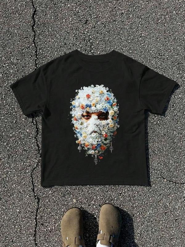 Men's Regular Fit Dollar Sign Print Round Neck Tee, Casual Short Sleeve Crew Neck T-shirt for Daily Wear, Fashion Men's Top for Summer, Tropical