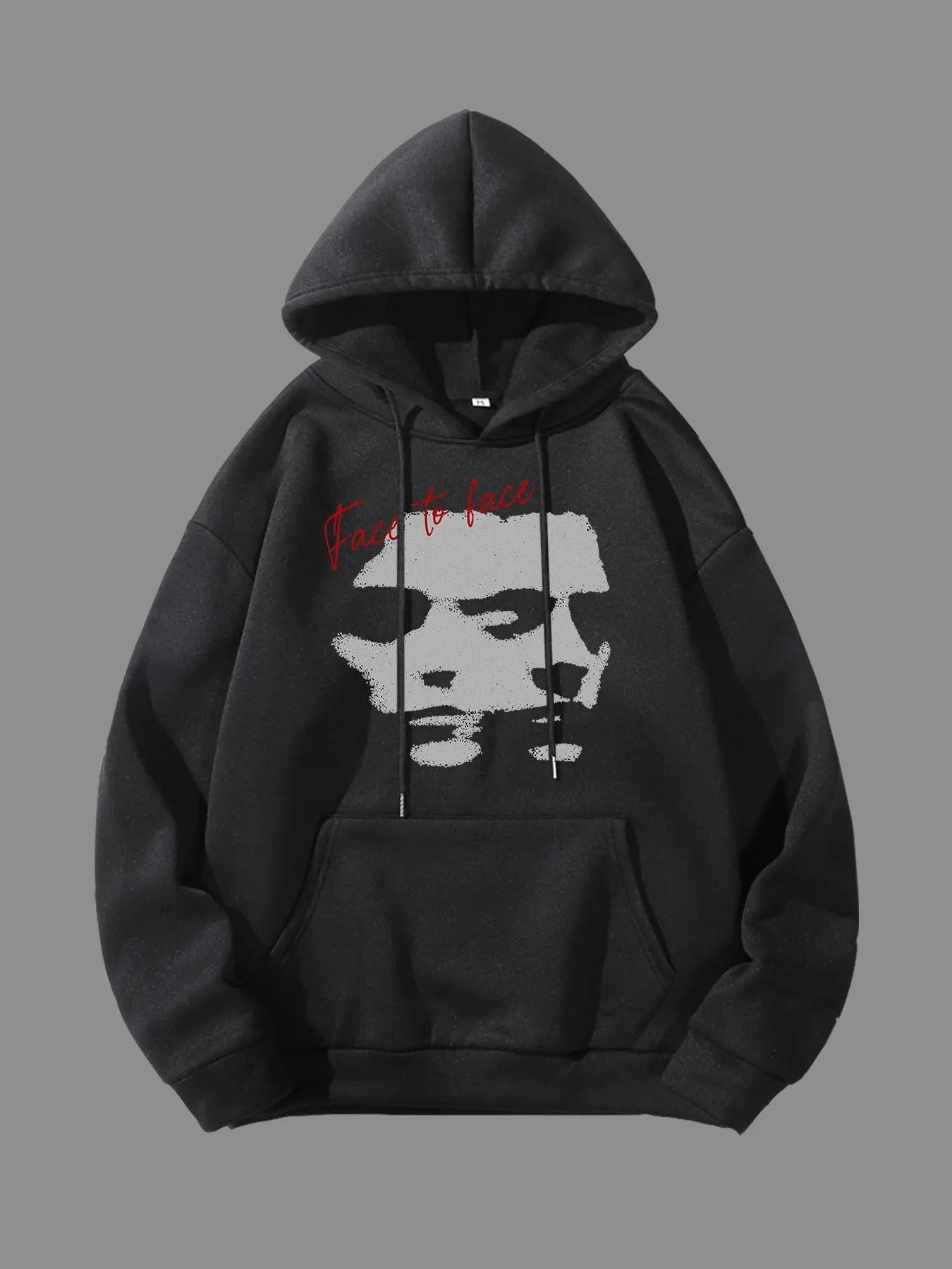 Men's Regular Fit Figure Print Drop Shoulder Hoodie, Fashion Casual Drawstring Pocket Hooded Sweatshirt for Daily Holiday Outdoor Wear, Men Clothes for Fall & Winter