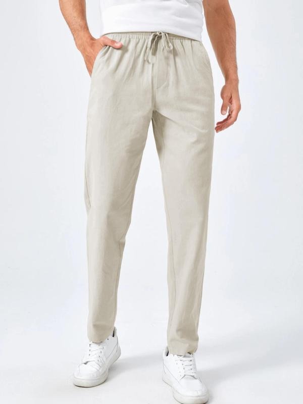 Men's Solid Color Straight Leg Pants, Regular Fit Casual Comfy Trousers for Daily Wear, Men's Bottoms for All Seasons