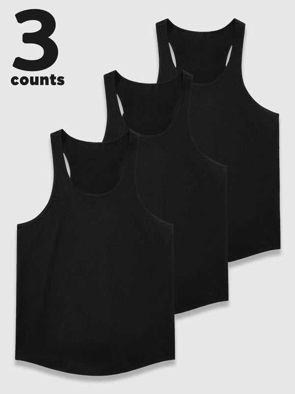 Men's Solid Tank Top, Regular Fit Casual Sleeveless Top for Summer, Men's Clothes for Daily Wear, Socksstyle{n002}2