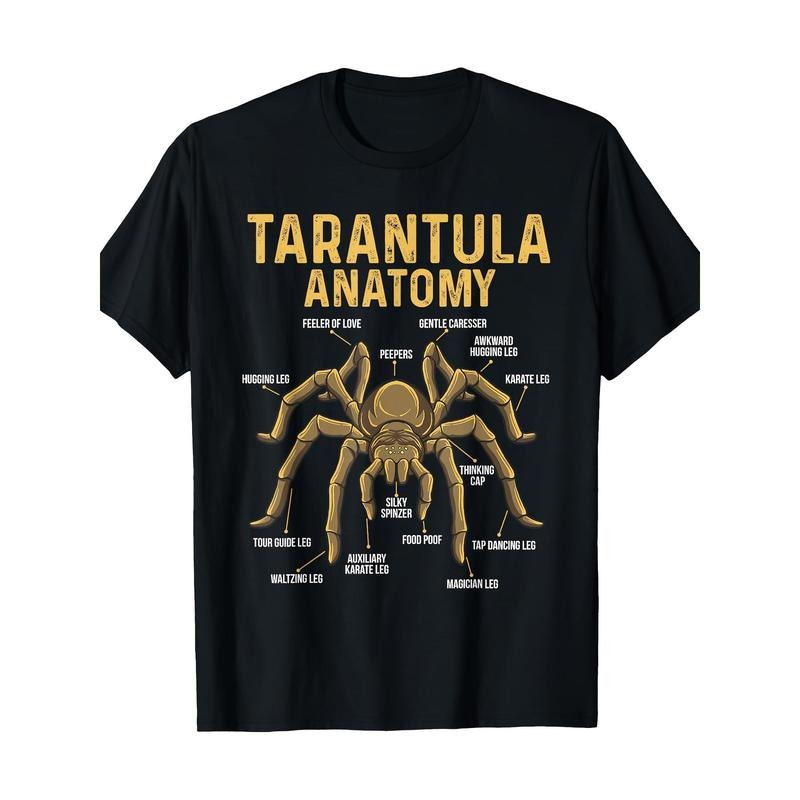 Men's Tarantula Anatomy Graphic Tee - 100% Cotton, Short Sleeve, Crew Neck T-Shirt for Casual Wear Made in USA