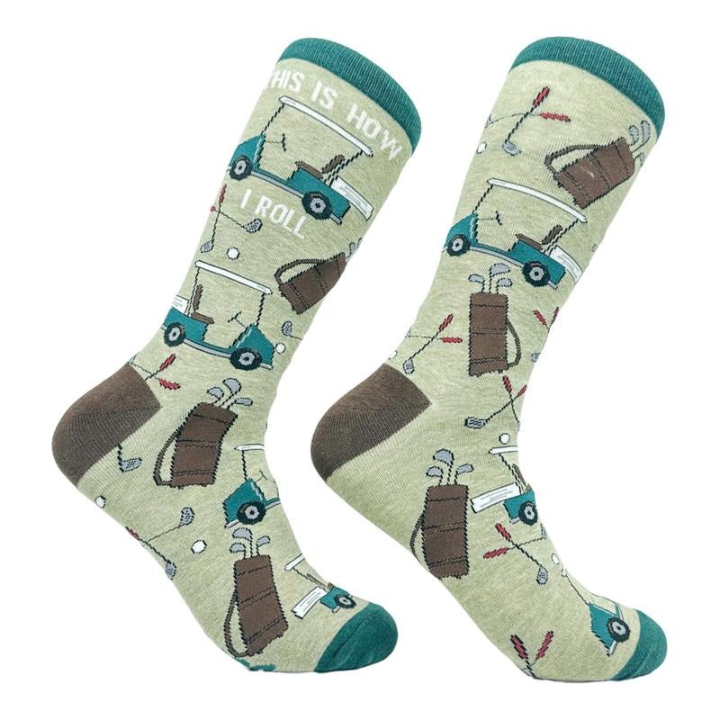 Men's This Is How I Roll Socks Funny Golf Cart Golfing Lovers Footwear Funny Graphic Socks Comfortable Fitted Spandex...