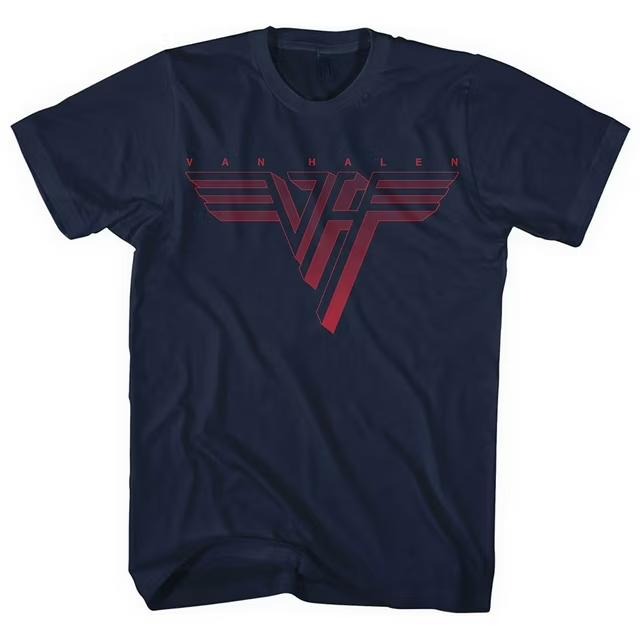 Men's Van Halen Classic Red Logo T-shirt Large Blue Unisex Tshirt Women Men Tee Menswear Top Shortsleeve Womenswear