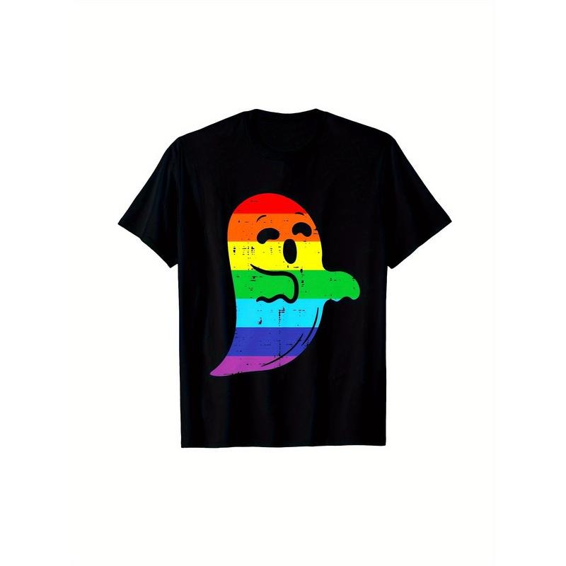 Men's black Halloween printed cotton T-shirt Made in USA