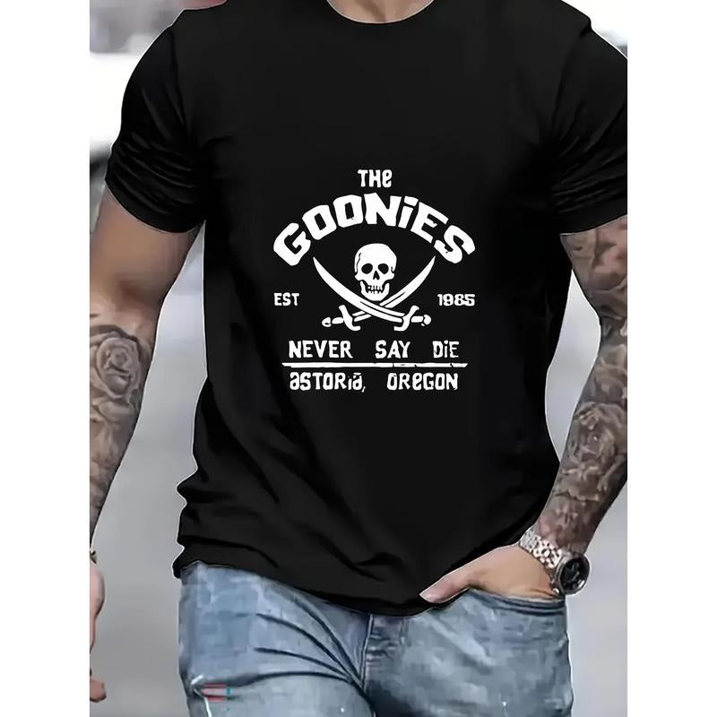 Men's front printed T-shirt Graphic T-shirt Summer casual T-shirt street top, 1 piece, 100% cotton T-shirt Made in USA