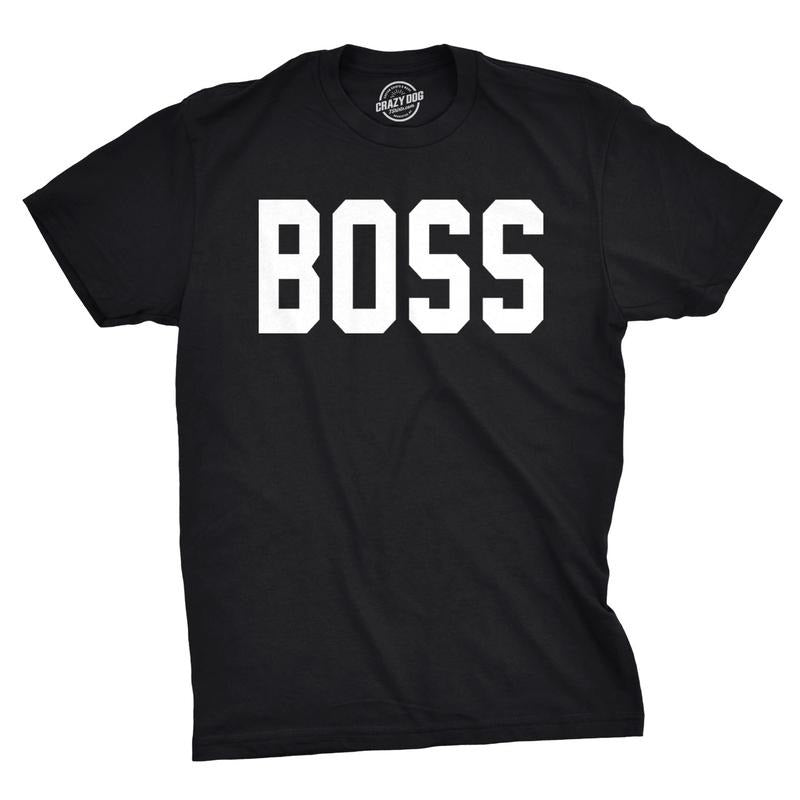 Mens Boss Shirt Funny T shirts for Dads Hilarious Matching Tees for Family T shirt Mens Funny T Shirts Cool Tees Soft Stylish Casual Black
