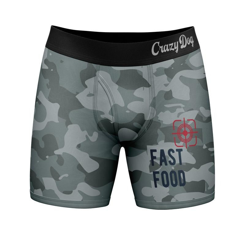Mens Fast Food Boxer Briefs Funny Sarcastic Deer Hunting Joke Gift Hunters Novelty Funny Graphic Boxers Dad Joke Funny Hunting Mens Novelty Boxer Briefs Fast Food