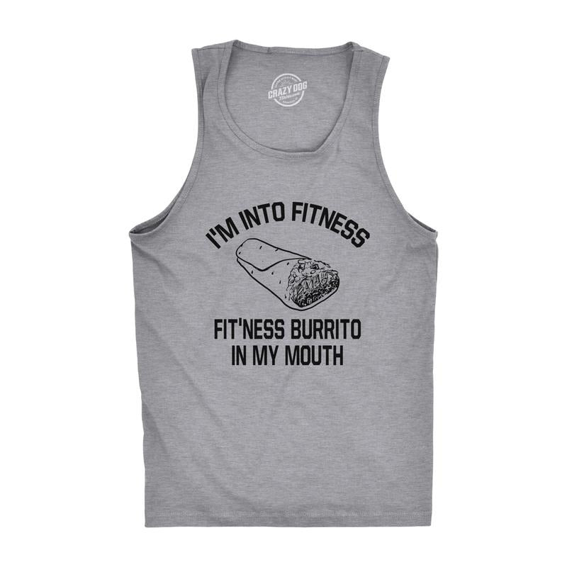Mens Fitness Burrito Funny Gym Sarcasm Mens Humorous Novelty Tees Fitness Tank Top Funny Workout Shirt for Men with Plus...