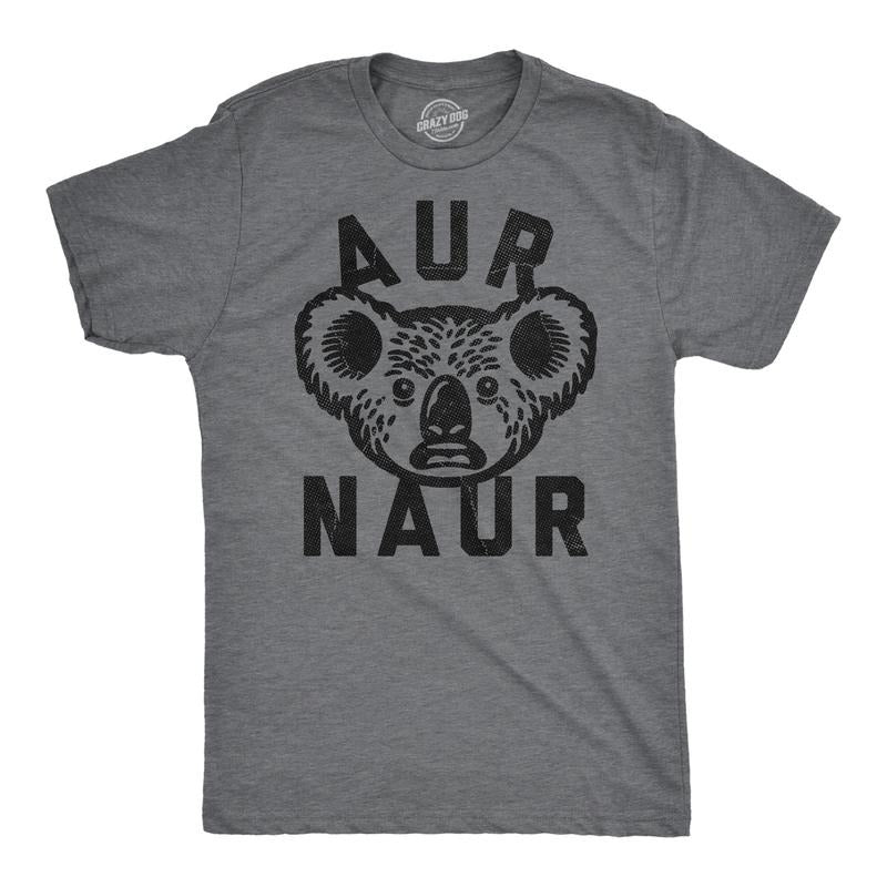 Mens Funny T Shirts Aur Naur Sarcastic Koala Graphic Novelty Tee For Men Mens Funny T Shirts Cool Tees Soft Stylish Casual Menswear Funny Sarcastic Short Sleeve Novelty Tees for Guys Dark Grey