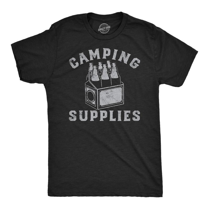 Mens Funny T Shirts Camping Supplies Sarcastic Drinking Graphic Novelty Tee For Men Mens Funny T Shirts Cool Tees Soft Stylish Casual Menswear Drinking Apparel for Men Funny Camping Short Sleeve Black -