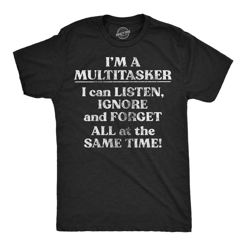 Mens Funny T Shirts Im A Multitasker Sarcastic Novelty Tee For Men Mens Funny T Shirts Cool Tees Soft Stylish Casual Menswear Funny Sarcastic Short Sleeve Novelty Tees for Guys Black - Im