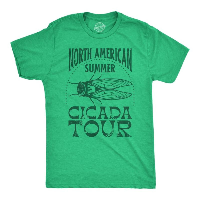 Mens Funny T Shirts North American Cicada Tour Sarcastic Graphic Tee For Men Mens Funny T Shirts Cool Tees Soft Stylish Casual Menswear Funny Sarcastic Short Sleeve Novelty Tees for Guys Green -