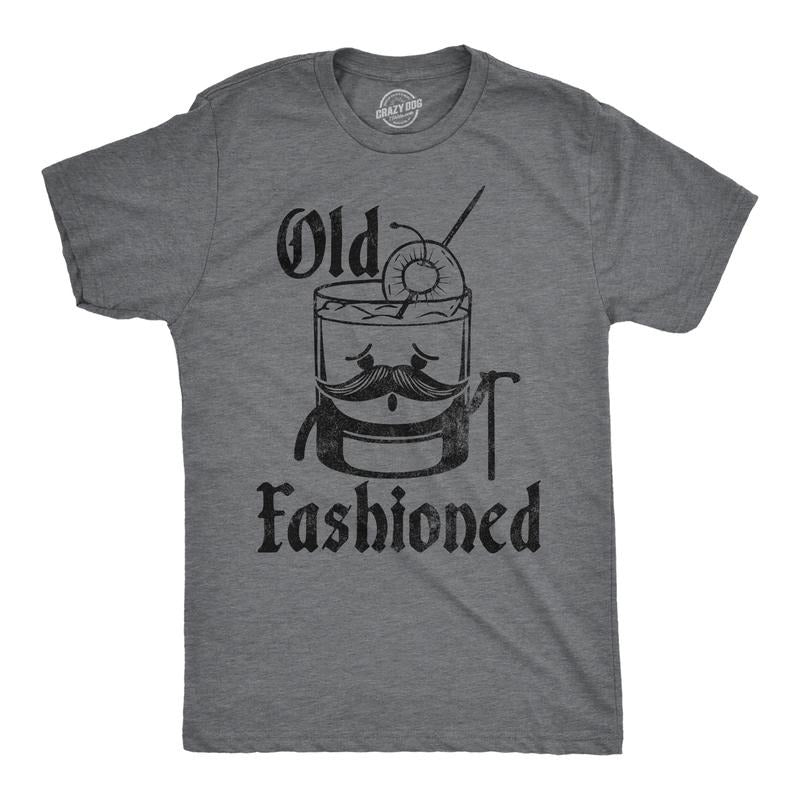 Mens Funny T Shirts Old Fashioned Sarcastic Liquor Graphic Novelty Tee For Men Mens Funny T Shirts Cool Tees Soft Stylish Casual Menswear Sarcastic Apparel for Men Funny Liquor Short Sleeve Novelty Dark Grey