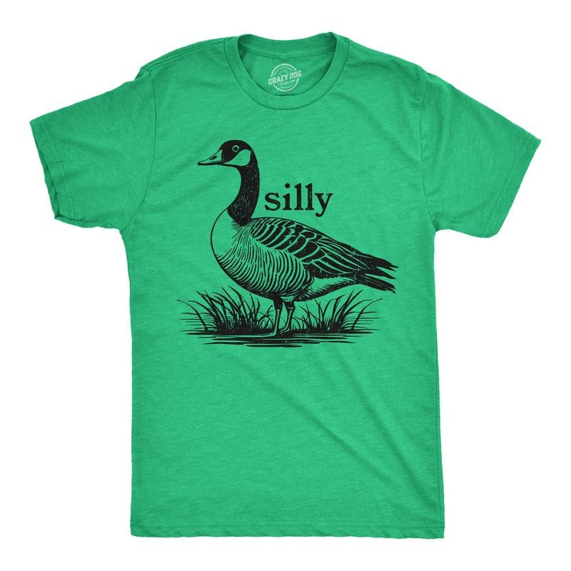 Mens Funny T Shirts Silly Goose Sarcastic Graphic Tee For Men Mens Funny T Shirts Cool Tees Soft Stylish Casual Menswear Sarcastic Apparel for Men Funny Animal Short Sleeve Novelty Tees for Guys Green -