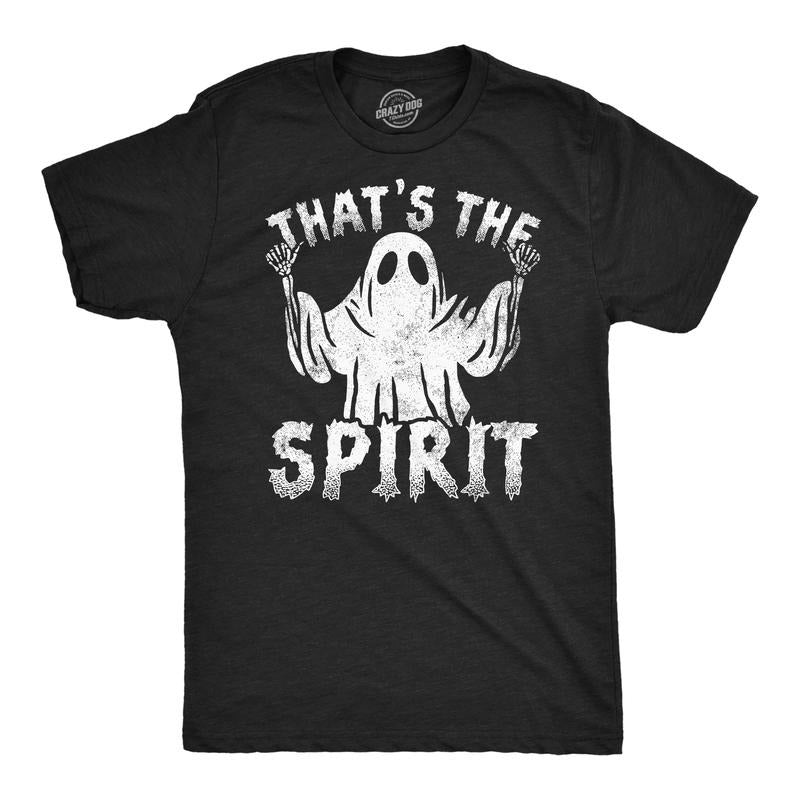 Mens Funny T Shirts Thats The Spirit Sarcastic Halloween Ghost Graphic Tee For Men Mens Funny T Shirts Cool Tees Soft Stylish Casual Menswear Halloween Apparel for Men Funny Sarcastic Short Sleeve Black -