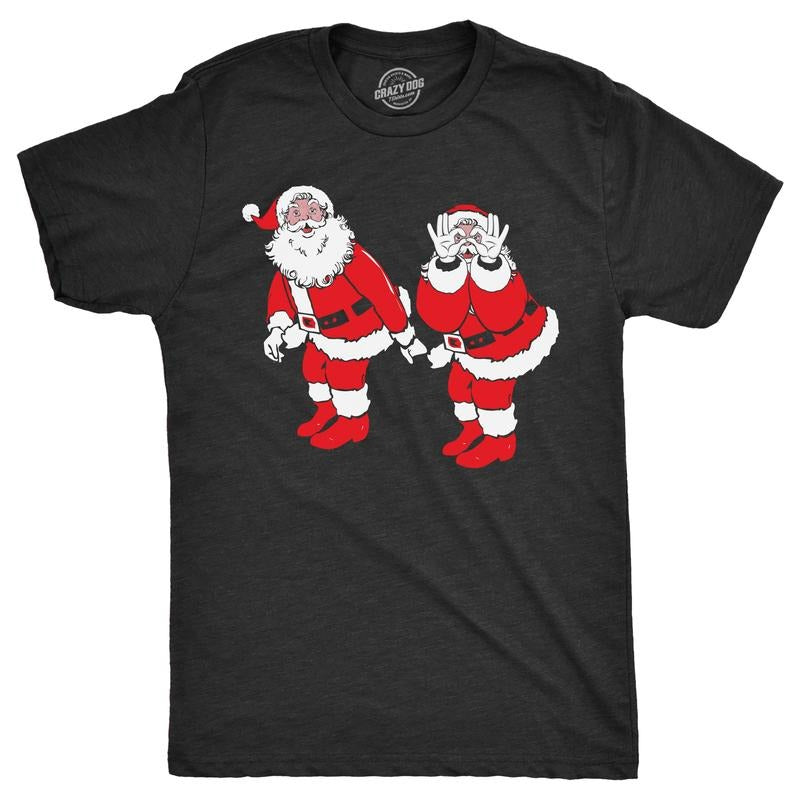 Mens Griddy Dance Santa T Shirt Funny Xmas Viral Dancing St Nick Joke Tee For Guys Mens Funny T Shirts Cool Tees Soft Stylish Casual Menswear Christmas Apparel for Men Funny Meme Short Sleeve Novelty Black -