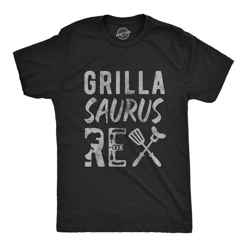 Mens Grillasaurus Rex Tshirt Funny BBQ Cookout Grill Dinosaur Trex Graphic Tee Mens Funny T Shirts Cool Slimming Tees with Plus Sizes Food T Shirt for Men Funny Dinosaur T Shirt Novelty Tees for Men Black