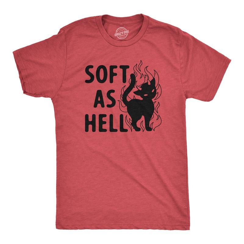 Mens Soft As Hell T Shirt Funny Evil Devil Kitten Tee For Guys Mens Funny T Shirts Cool Tees Soft Stylish Casual Menswear Sarcastic T Shirt for Men Funny Cat T Shirt Novelty Tees for Men Red - SOFT