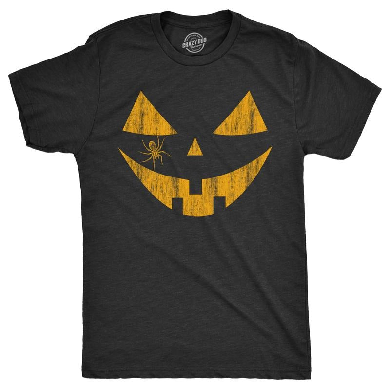 Mens Spooky and Silly Pumpkin Face T Shirts Funny Halloween Jack O Lantern Smile Tees for Guys Mens Funny T Shirts Cool Tees Soft Stylish Casual Menswear Halloween Apparel for Men Novelty Tees for Black -
