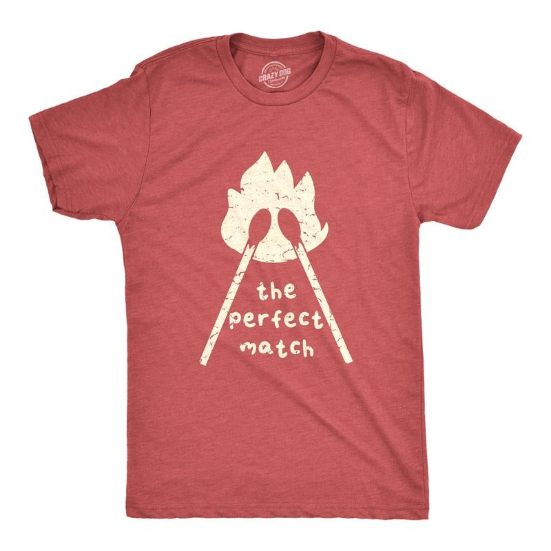 Mens The Perfect Match T Shirt Funny Valentines Day T Shirts for Men Mens Funny T Shirts Cool Tees Soft Stylish Casual Menswear Love Apparel for Men Funny Sarcastic Short Sleeve Novelty Tees for Guys Red -