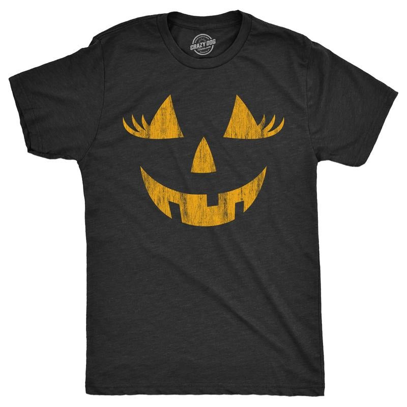 Mens Wacky Wendy Pumpkin T Shirt Funny Halloween Jack O Lantern Crazy Smile Tee For Guys Mens Funny T Shirts Cool Tees Soft Stylish Casual Menswear Halloween Apparel for Men Novelty Tees for Guys Black -