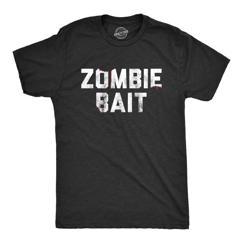 Mens Zombie Bait T shirt Funny Undead Gas Mask Apocalypse Graphic Novelty Tee Mens Funny T Shirts Cool Tees Soft Stylish Casual Menswear Halloween Apparel for Men Funny Zombie Short Sleeve Novelty Black