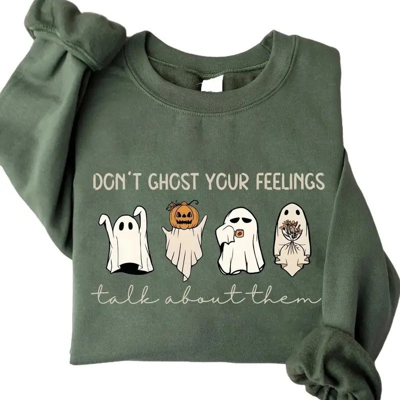 Mental Health Halloween Sweatshirt, Don't Ghost Your Feelings, Mental Health Awareness Tshirt, Halloween School Psychologist Shirt, School Counselor, Cute Halloween Gifts