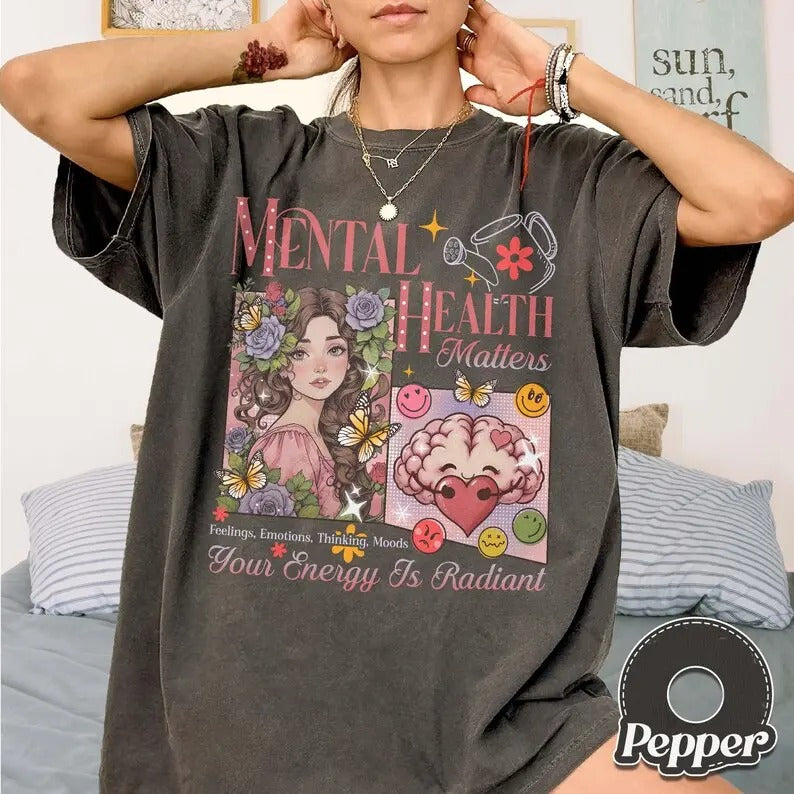 Mental Health Matters Shirt, Inspirational Anxiety,Therapist Gift,Self Love Awareness, Be Kind to Your Mind,...