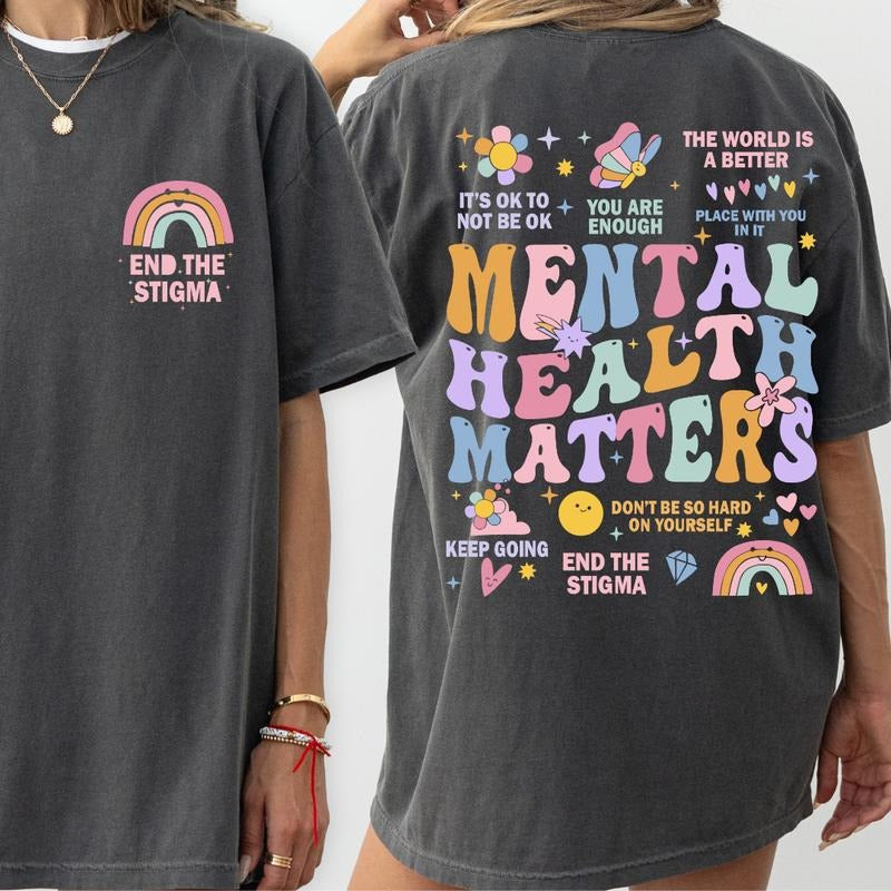 Mental Health Matters Shirt, Mental Health Shirts, Comfort Colors T-shirt, Women Inspirational Apparel, Oversized Womens Shirts, Oversized Preppy Womenswear Top Casual Style