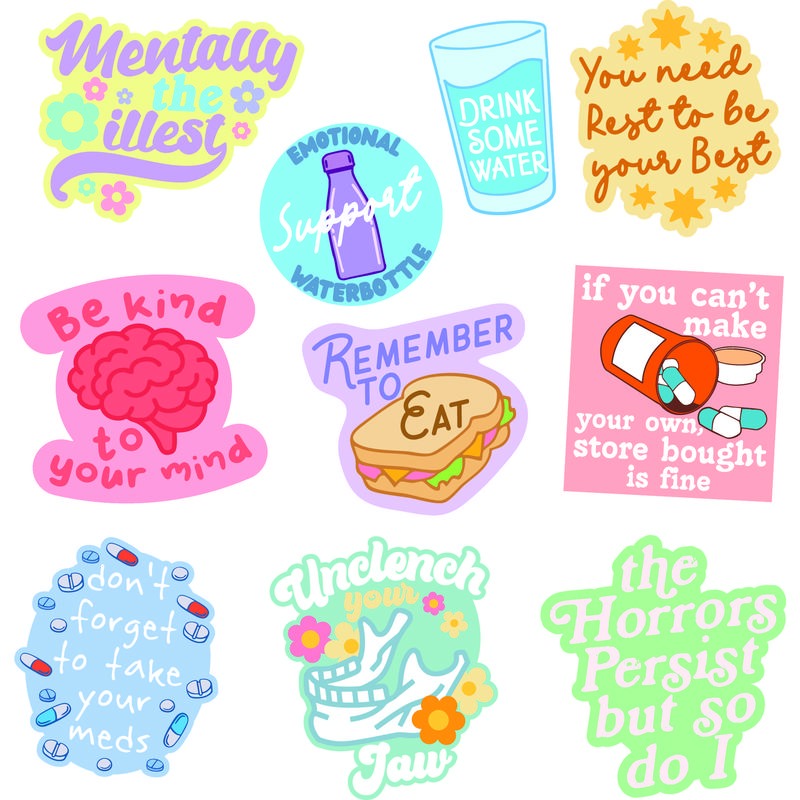 Mental Health Sticker Extra Large Stickers for Adults Funny Adhesives with Memes Funny Sarcastic Multi T-Shirts, Hoodie,...